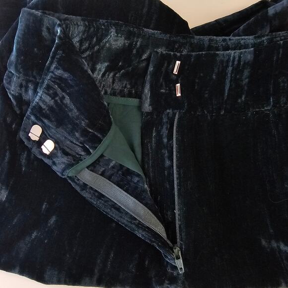 Nasty Gal Crushed Velvet High Waisted Wide Leg Pants Size 4 NWT Emerald - Picture 4 of 8